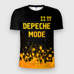 Мужская футболка 3D Slim Depeche Mode - gold gradient: символ сверху