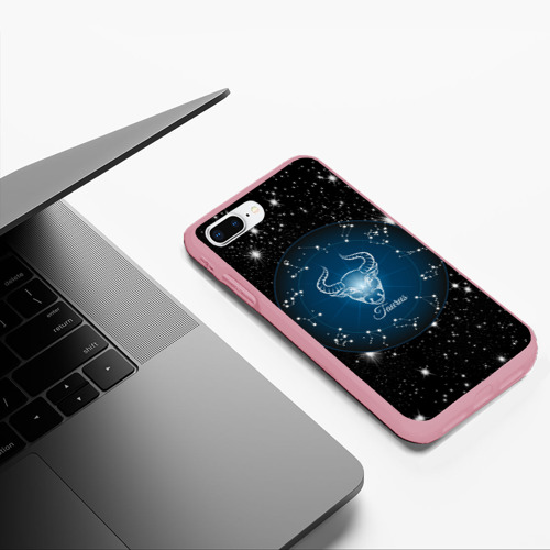 Чехол для iPhone 7Plus/8 Plus матовый Телец знак зодиака на звездном небе, цвет баблгам - фото 5