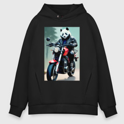 Panda - cool biker – Мужское худи Oversize хлопок с принтом купить со скидкой в -21%