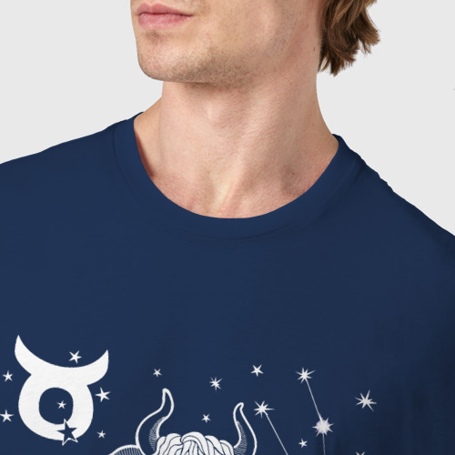 Мужская футболка хлопок Бык Taurus телец по зодиаку, цвет темно-синий - фото 6