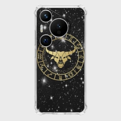 Чехол для Huawei Pura 70 Pro Телец золотой на звездном небе