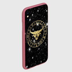 Чехол для iPhone XS Max матовый Телец золотой на звездном небе - фото 2