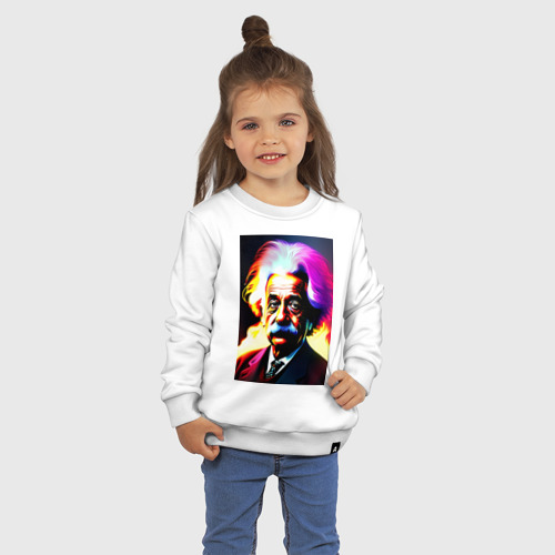 Детский свитшот хлопок с принтом Великий Альберт Эйнштейн, фото на моделе #1