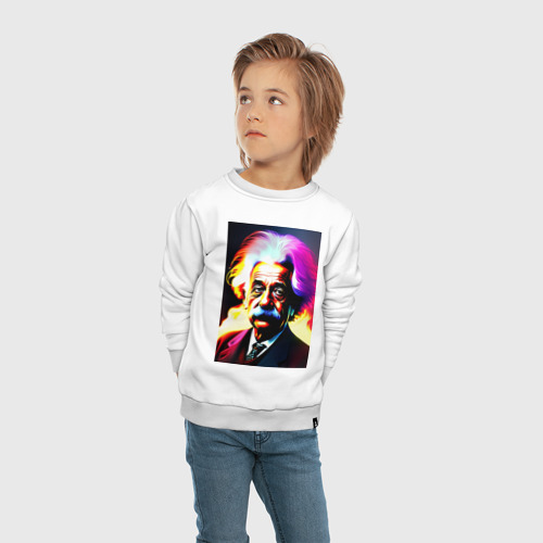 Детский свитшот хлопок с принтом Великий Альберт Эйнштейн, вид сбоку #3