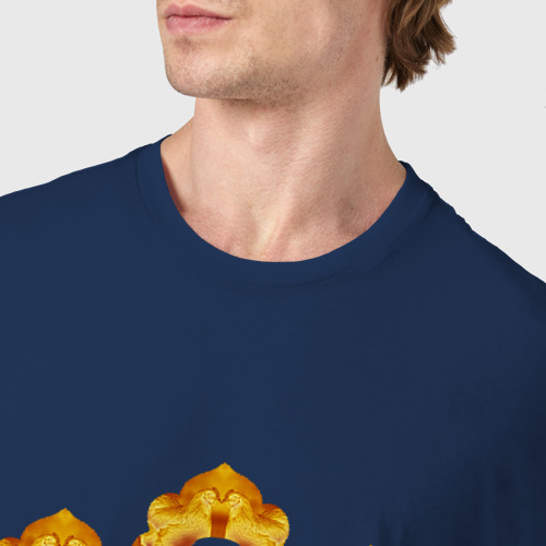 Мужская футболка хлопок Три желтых кокошника, цвет темно-синий - фото 6