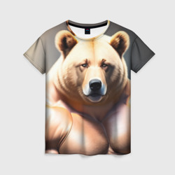 Женская футболка 3D Медведь качек