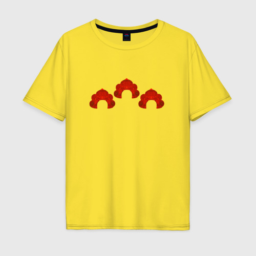 Мужская футболка хлопок Oversize Три кокошника, цвет желтый