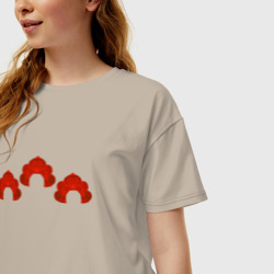 Женская футболка хлопок Oversize Три кокошника - фото 2