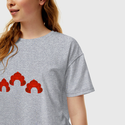 Женская футболка хлопок Oversize Три кокошника, цвет меланж - фото 3
