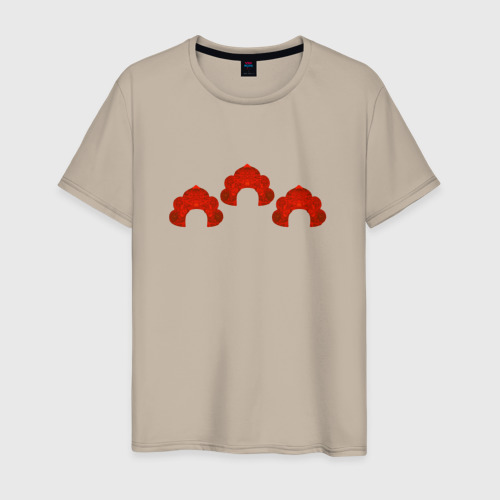 Мужская футболка хлопок с принтом Три кокошника, вид спереди #2