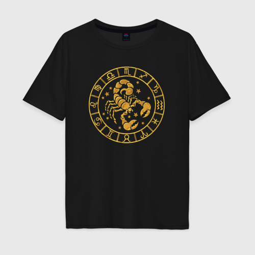 Мужская футболка хлопок Oversize Гороскоп - скорпион, цвет черный