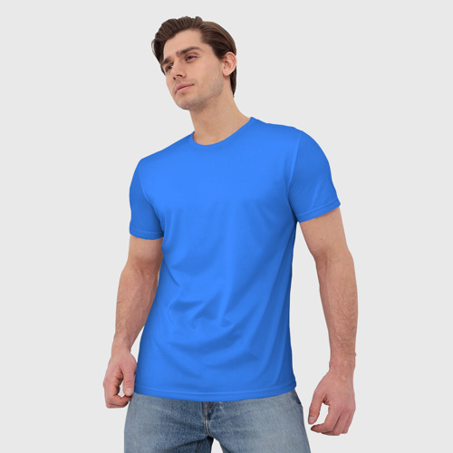Мужская футболка 3D Однотонный неоновый синий цвет, цвет 3D печать - фото 3
