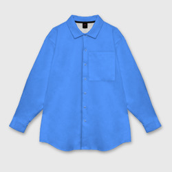 Женская рубашка oversize 3D Однотонный неоновый синий цвет