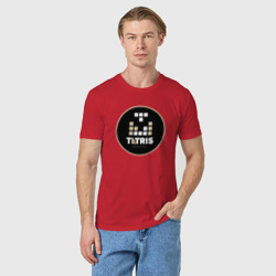 Мужская футболка хлопок Тетрис на фоне круга - фото 2