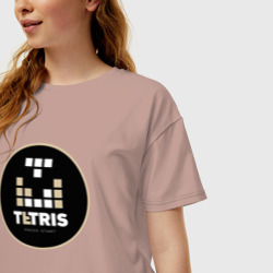 Женская футболка хлопок Oversize Тетрис на фоне круга - фото 2