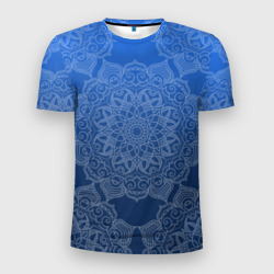 Мужская футболка 3D Slim Мандала на градиенте синего цвета
