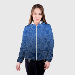 Женская куртка 3D Мандала на градиенте синего цвета - фото 2