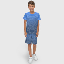 Детский костюм с шортами 3D Мандала на градиенте синего цвета - фото 2