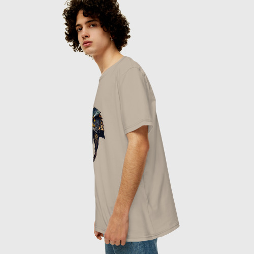 Мужская футболка хлопок Oversize с принтом Беркут - хищная птица, вид сбоку #3
