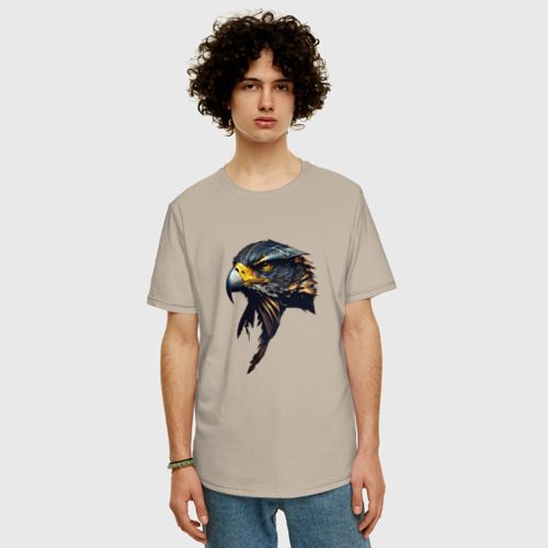 Мужская футболка хлопок Oversize с принтом Беркут - хищная птица, фото на моделе #1