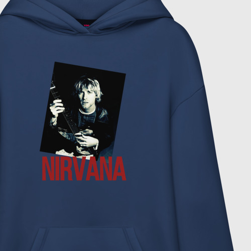 Худи SuperOversize хлопок Курт Кобейн группа Nirvana, цвет темно-синий - фото 3