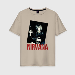 Женская футболка хлопок Oversize Курт Кобейн группа Nirvana