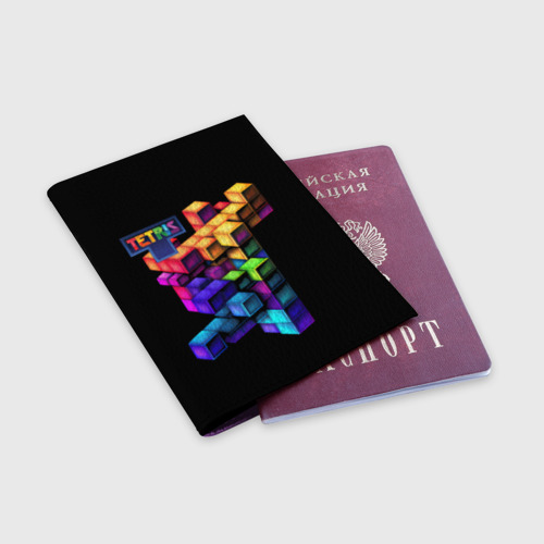 Обложка для паспорта матовая кожа Tetris game, цвет фиолетовый - фото 3