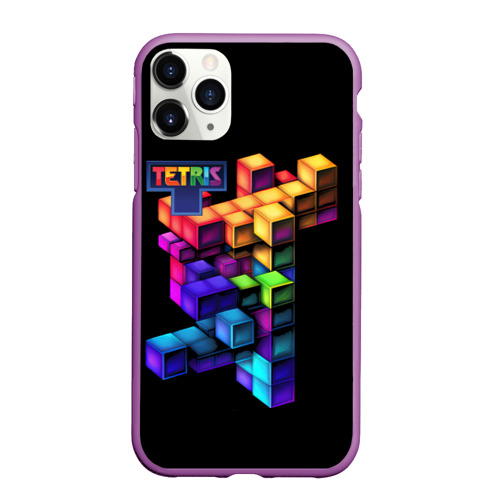 Чехол для iPhone 11 Pro Max матовый Tetris game, цвет фиолетовый