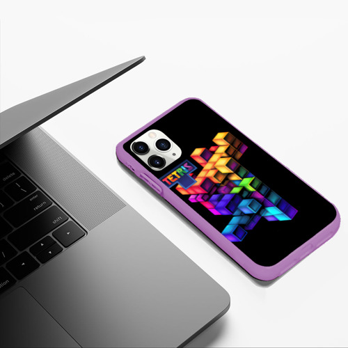 Чехол для iPhone 11 Pro Max матовый Tetris game, цвет фиолетовый - фото 5