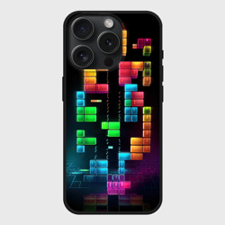 Чехол силиконовый для Apple iPhone 15 Pro матовый Абстрактный Тетрис