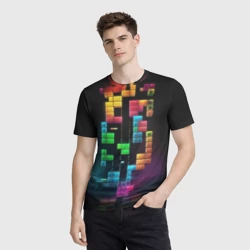 Мужская футболка 3D Абстрактный Тетрис - фото 2