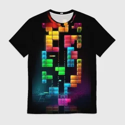 Мужская футболка 3D Абстрактный Тетрис
