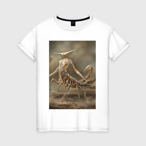 Женская футболка хлопок с принтом Скорпион фантастика, вид спереди #2