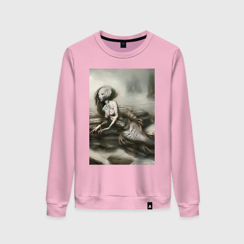 Женский свитшот хлопок Рыбы фантастика, цвет светло-розовый