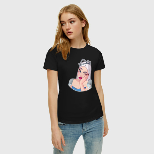 Женская футболка хлопок Снежная королева устала, цвет черный - фото 3