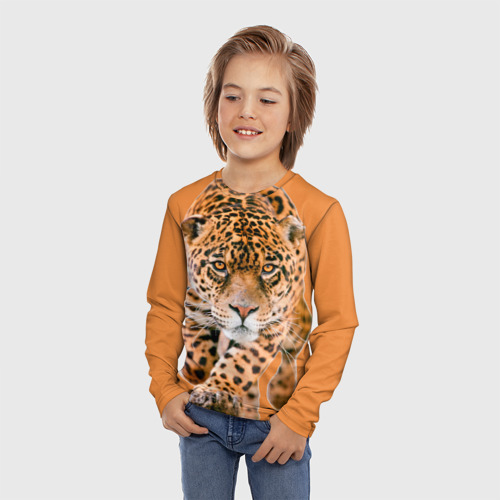 Детский лонгслив 3D Ягуар на охоте, цвет 3D печать - фото 3
