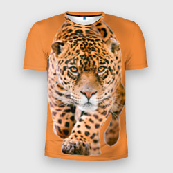 Мужская футболка 3D Slim Ягуар на охоте