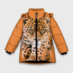 Зимняя куртка для девочек 3D Ягуар на охоте