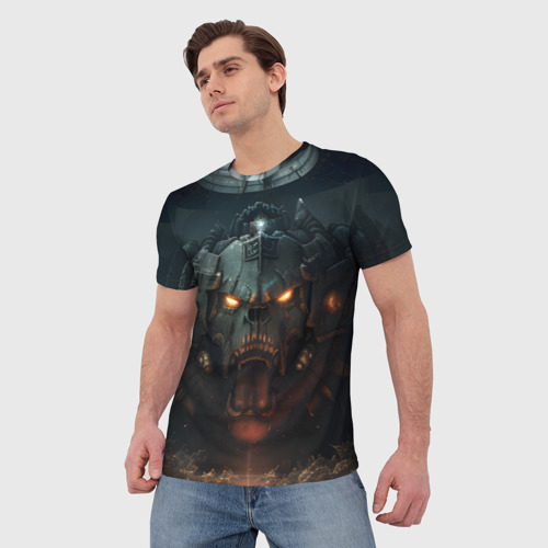 Мужская футболка 3D с принтом Space Marine machine, фото на моделе #1