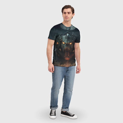 Мужская футболка 3D с принтом Space Marine machine, вид сбоку #3