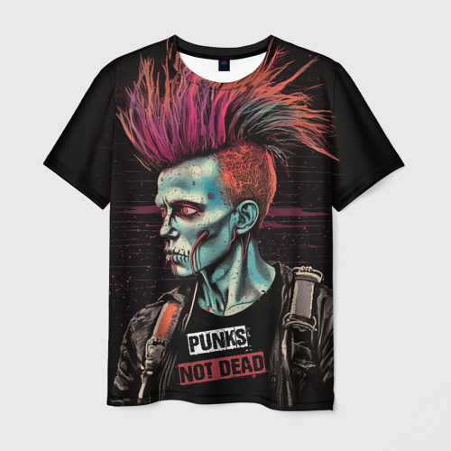 Мужская футболка с принтом Панк               зомби, вид спереди №1