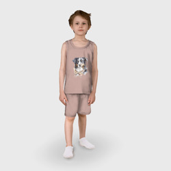 Детская пижама с шортами хлопок Австралийская овчарка арт рисунок - фото 2