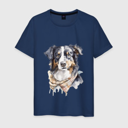 Австралийская овчарка арт рисунок – Мужская футболка хлопок с принтом купить со скидкой в -20%