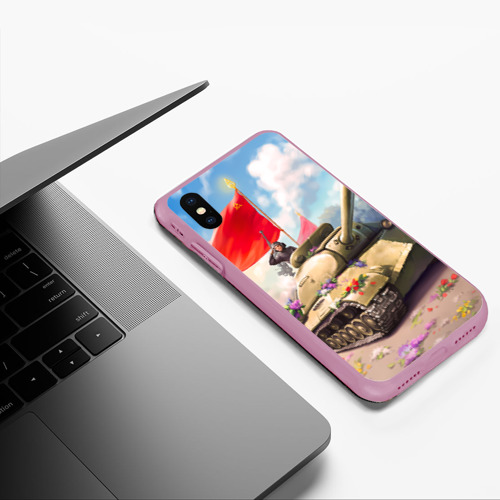 Чехол для iPhone XS Max матовый Русский танк, цвет розовый - фото 5