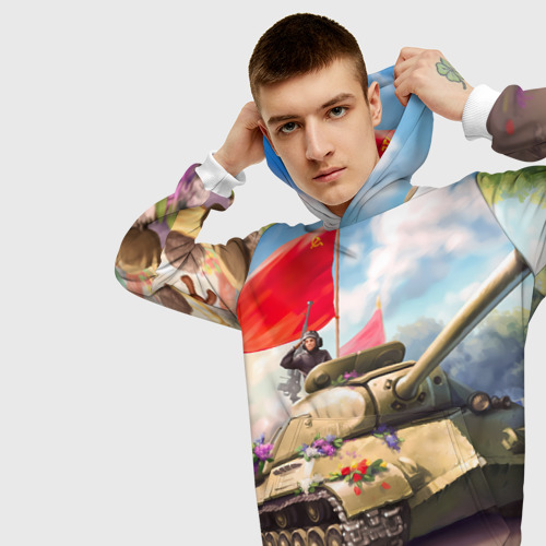 Мужская толстовка 3D Русский танк, цвет белый - фото 5