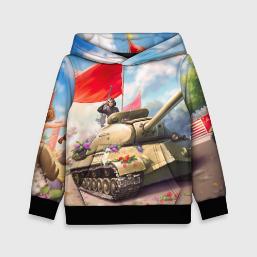 Детская толстовка 3D Русский танк, цвет черный