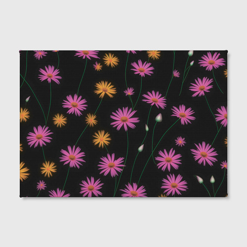 Холст прямоугольный Полевые цветы на черном фоне, цвет 3D печать - фото 2