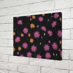 Холст прямоугольный Полевые цветы на черном фоне - фото 2
