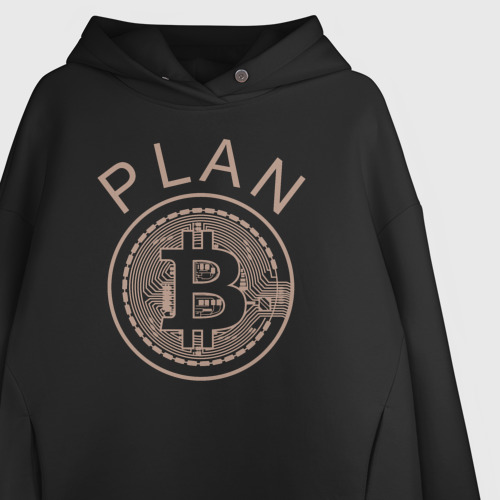 Женское худи Oversize хлопок Plan bitcoin, цвет черный - фото 3