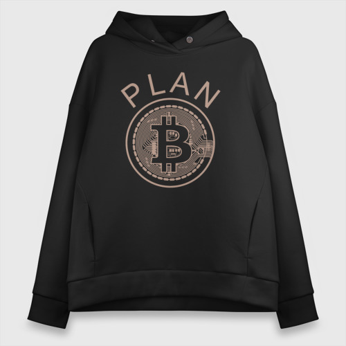 Женское худи Oversize хлопок Plan bitcoin, цвет черный